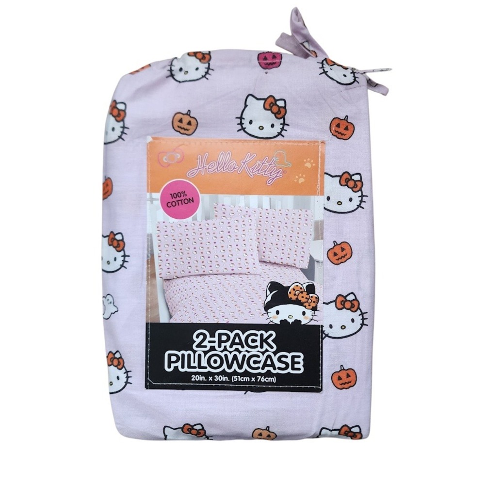 HELLO KITTY Sanrio Halloween 2-Pack Pillowcases Pumpkins Ghosts Pink NEW